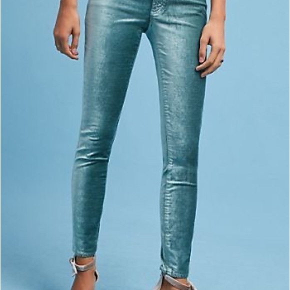 Pilcro and the Letterpress Anthro Velvet Sage Mint Green High Rise Skinny 26 - Picture 2 of 13